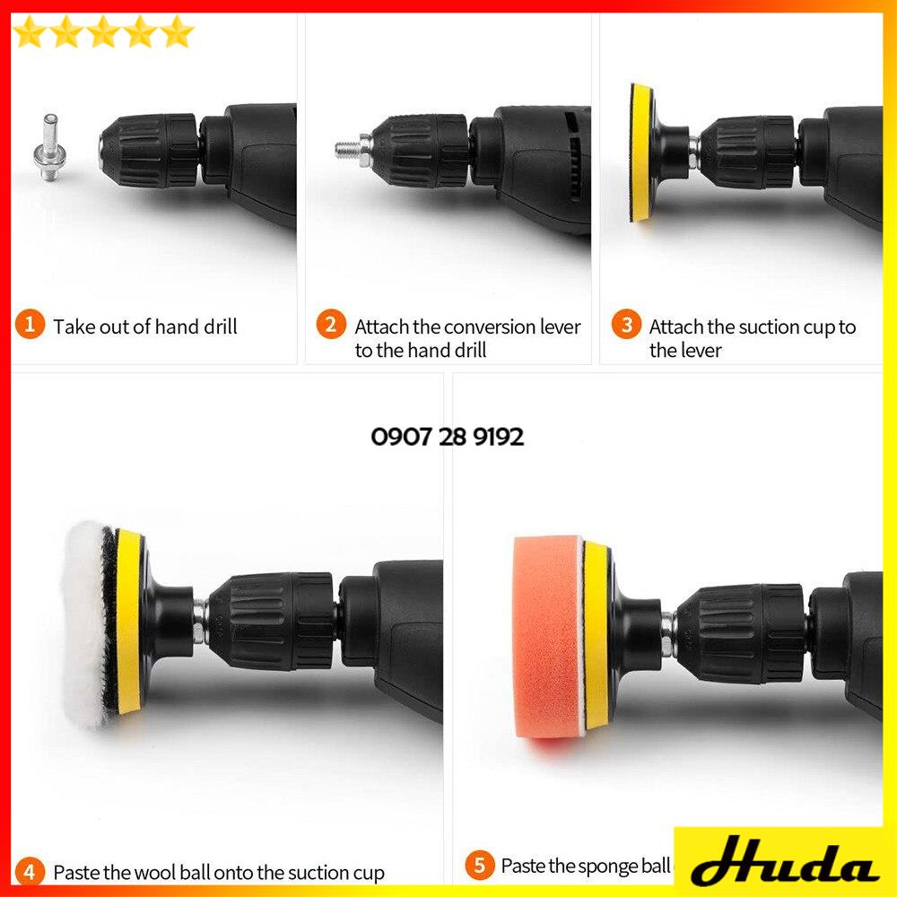 Bộ Phớt Đánh Bóng Xe ⚡️FREESHIP⚡️ Bông đánh bóng xe - Đầu Đánh Bóng Gắn Máy Khoan