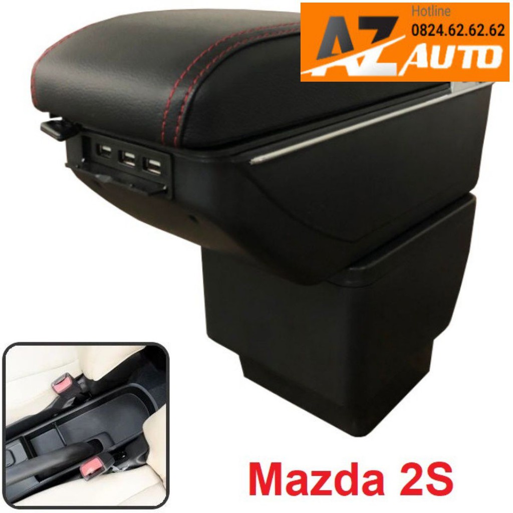 Hộp tỳ tay xe hơi, ô tô dành cho xe Mazda 2S tích hợp 7 cổng USB mã DUSB-MDA2S: Màu Đen và Be - hàng cao cấp