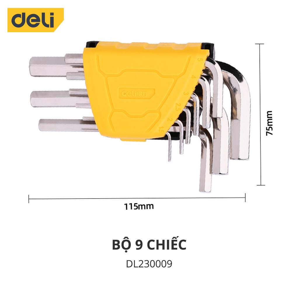 Bộ Lục Giác Deli Đầu Bằng Chữ L Cao Cấp - Kiểu Dáng Nhỏ Gọn Giúp Người Dùng Cầm Nắm, Thao Tác Dễ Dàng DL230008 DL230009