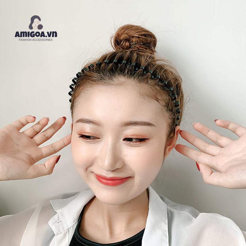 ✨✨Băng đô cài tóc bằng kim loại màu đen hình gợn sóng chống trượt cho cả nam và nữ