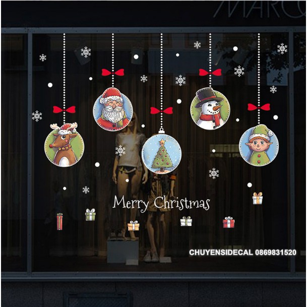 Decal trang trí tường Noel - Rèm dây pha lế Họa Tiết Cổ Tích