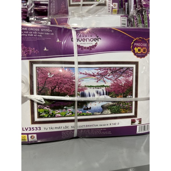 tranh thêu chữ thập tụ tài phát Lộc lv3533 (84x47)