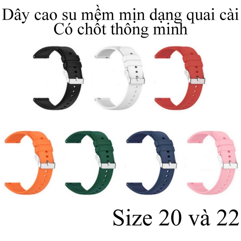 Dây đồng hồ cao su mềm mịn loại quai cài size 20 và 22 chốt thông minh