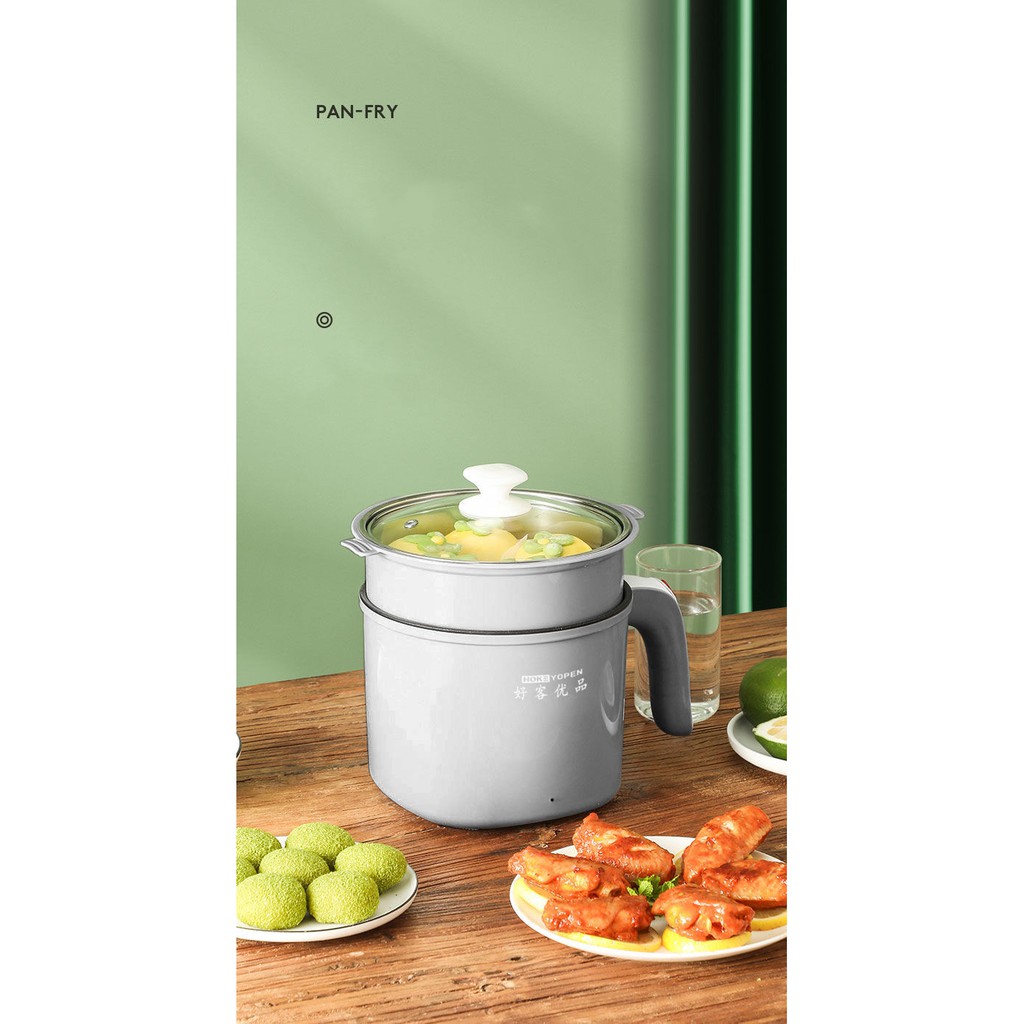 Nồi Điện Mini Hai Tầng Đa Năng Tặng Kèm Khay Hấp có thể Chiên, Xào, Nấu ăn, nấu cơm, nấu lẩu mini | BigBuy360 - bigbuy360.vn