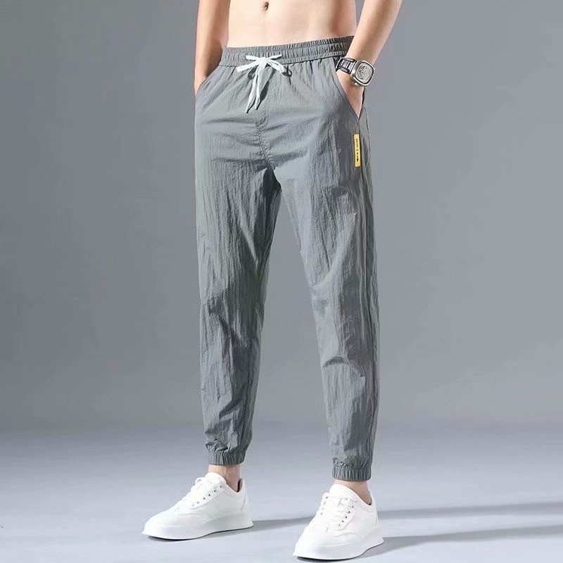 【M-5XL】Hàng Có Sẵn&Quần Thể Thao Chạy Bộ Vải Lụa Lạnh Trơn Nhanh Khô size Lớn Cho Nam