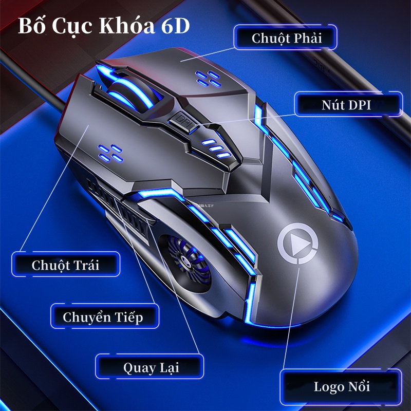 Chuột gaming máy tính có dây,G5 3200DPI Chế độ LED 7màu 6 nút bấm,Chuột Có Dây Silver Eagle Hàng Chính Hãng Phát Sáng