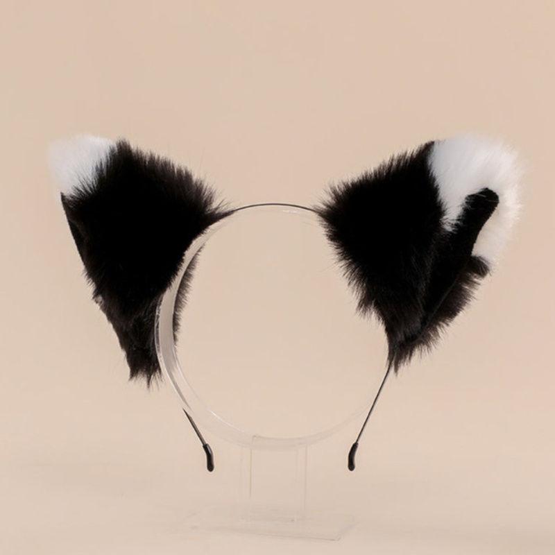 Băng Đô Tai Sói Bằng Lông Giả Màu Sắc Gradient Dành Cho Dịp Halloween