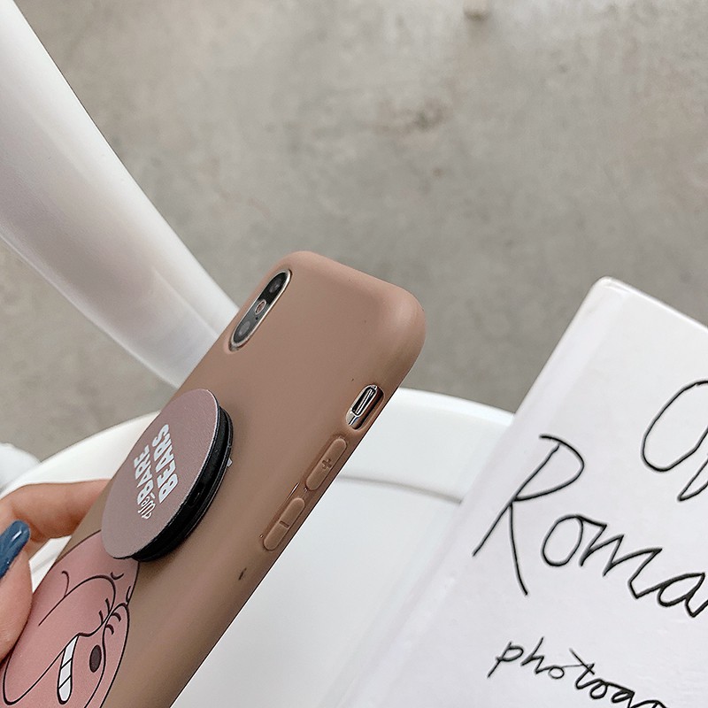 Ốp lưng Samsung J8 J6 J6+ J5 J4 J4+ J2 A02 A9 A6 A6+ M31 M30S M21 M20 Note 9 8 S10 S10+ Plus Prime 2018 Cartoon Bear Soft TPU Case Cover+Stand