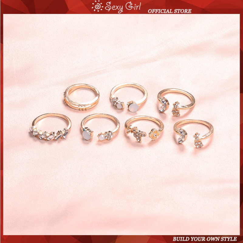 Set 7 Nhẫn Đeo Khớp Ngón Tay Phong Cách Bohemian Thời Trang Cho Nữ