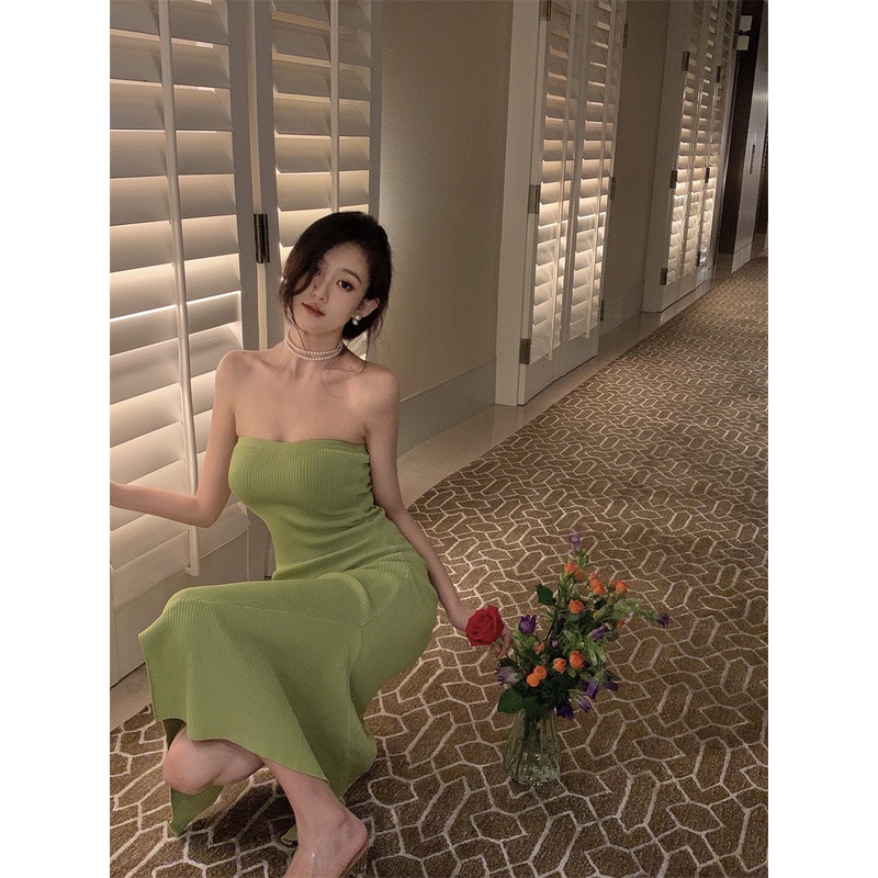 Đầm đuôi cá QKOOLE ôm dáng không dây gợi cảm thời trang Hàn Quốc cho nữ