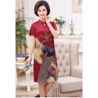 ĐẦM TRUNG NIÊN DÁNG SUÔNG CHẤT LIỆU LỤA (Quảng Châu)