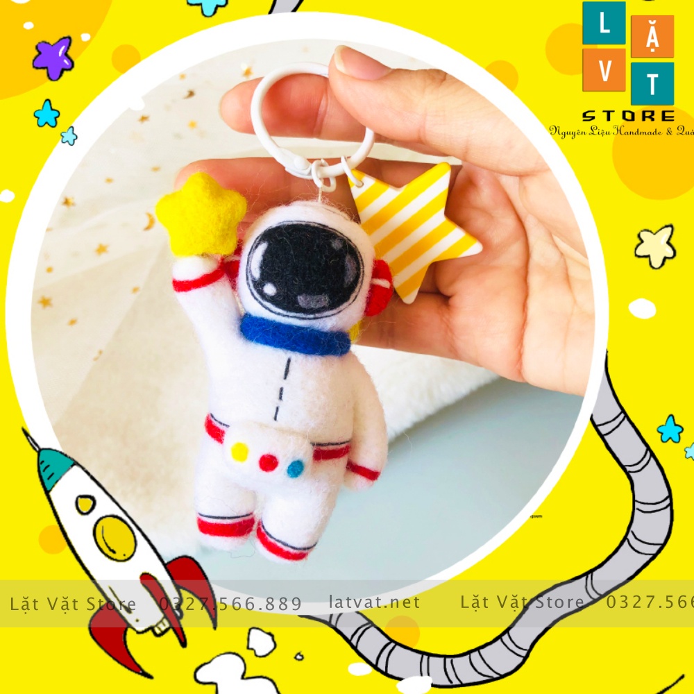 Bộ Len chọc Phi Hành Gia có hương dẫn, đồ chơi cho trẻ em,móc khoá handmade, Needle felting Pilot, quà tặng ý nghĩa.