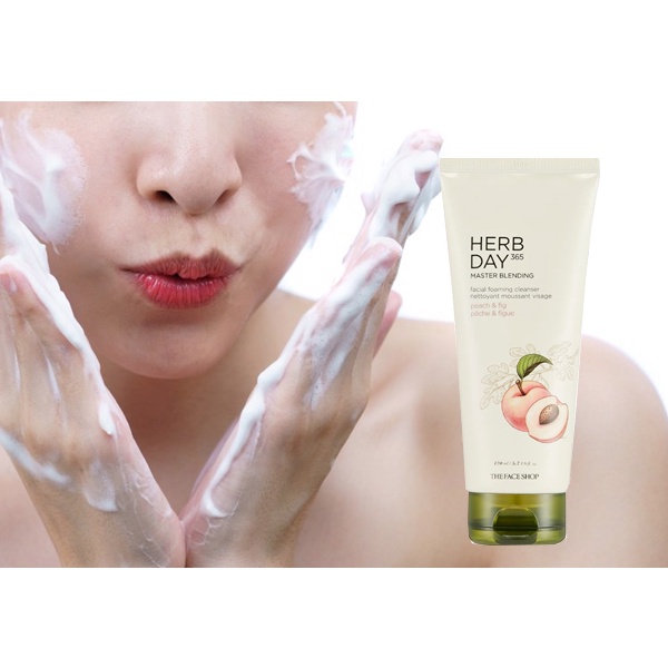 [Hỏa tốc] Sữa rửa mặt tạo bọt TheFaceShop Herb Day 365 Master Blending Facial Foaming Cleanser Peach &amp; Fig (170ml)
