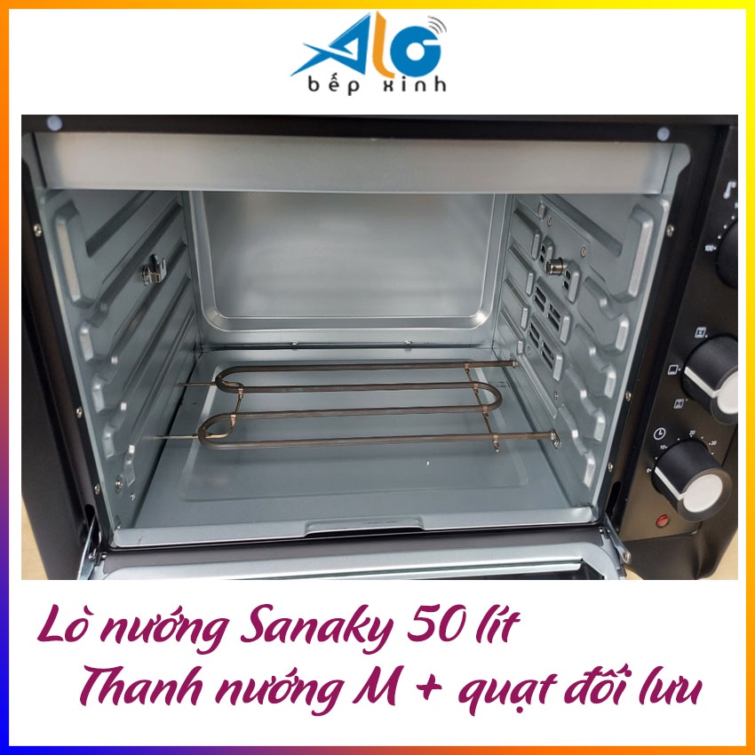 Lò nướng Sanaky 50 lít VH-509S2D - sơn đen - công suất 2000W - thanh nướng M - có quạt đối lưu - BH 2 năm - Alo Bếp xinh