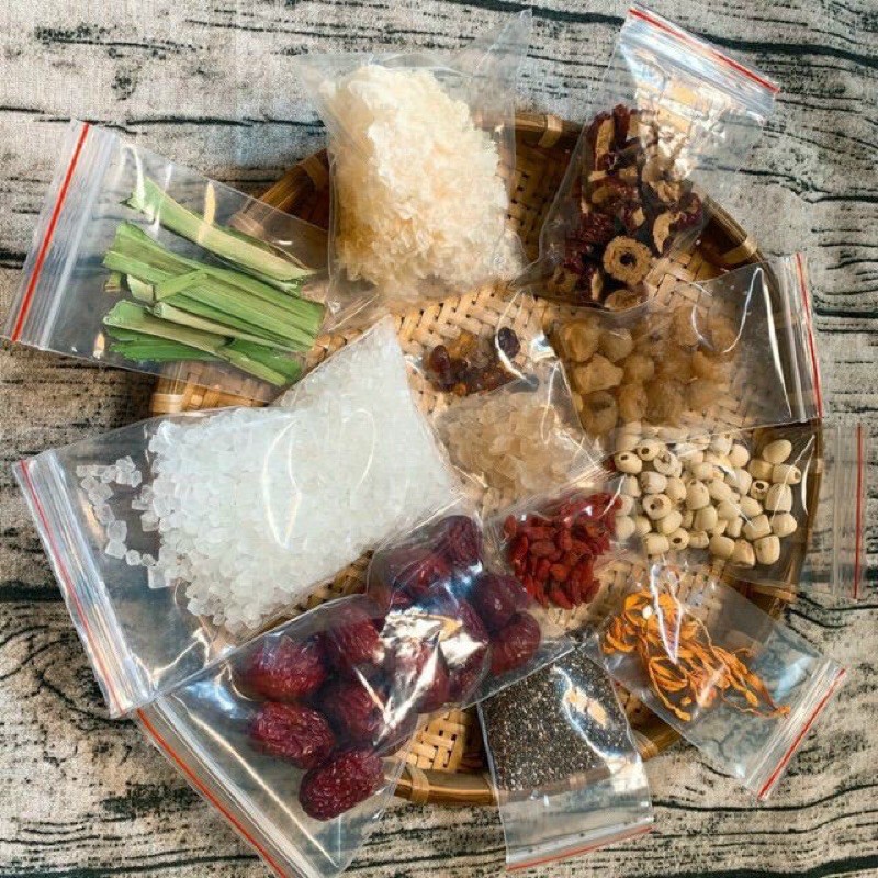 Chè Dưỡng Nhan Tuyết Yến Nhựa Đào 12 Vị Sét 400G, set chè dưỡng nhan 400g tự nấu