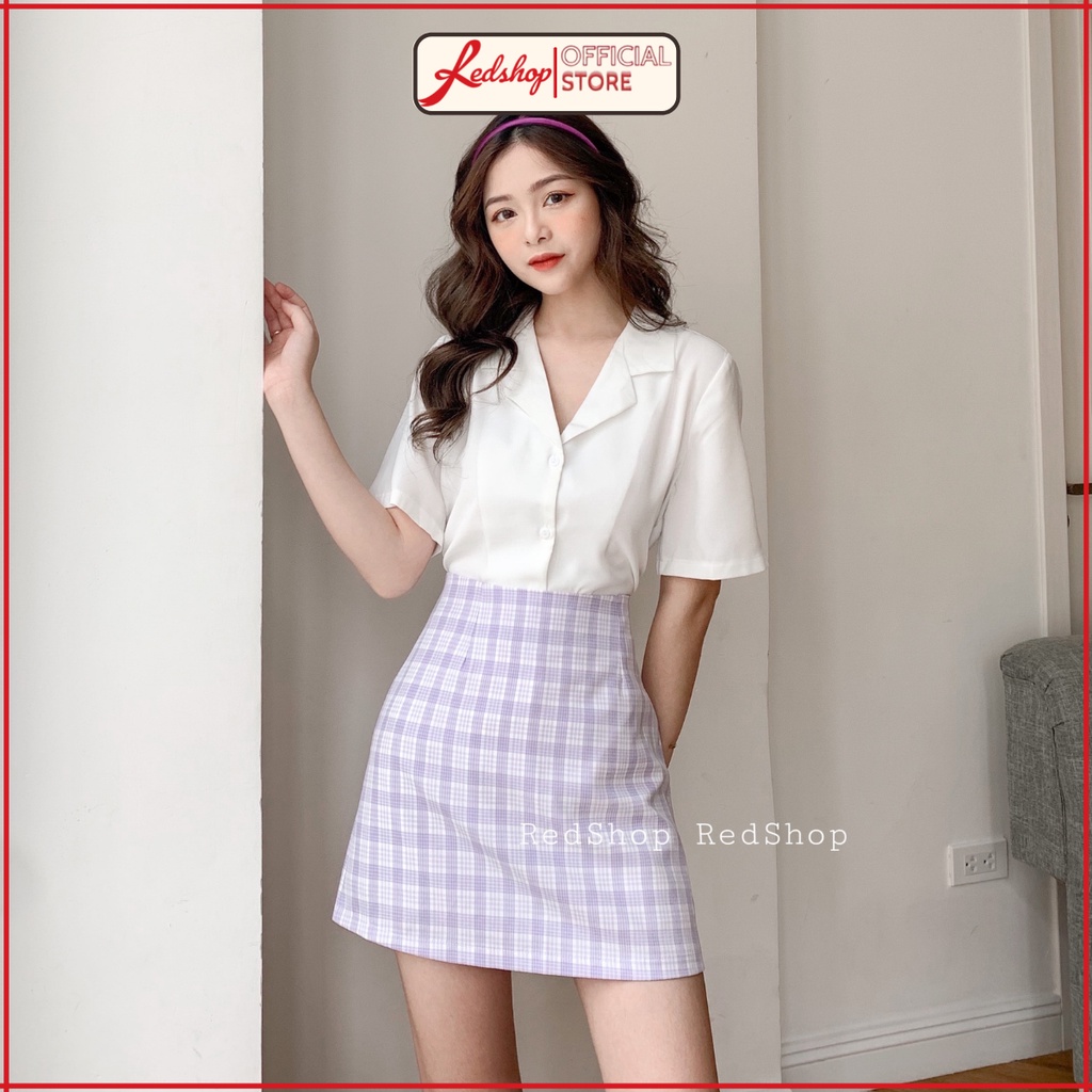 Áo sơ mi nữ cổ vest, kiểu dáng basic trơn tay lỡ thời trang Redshop.official.store SMBC27824