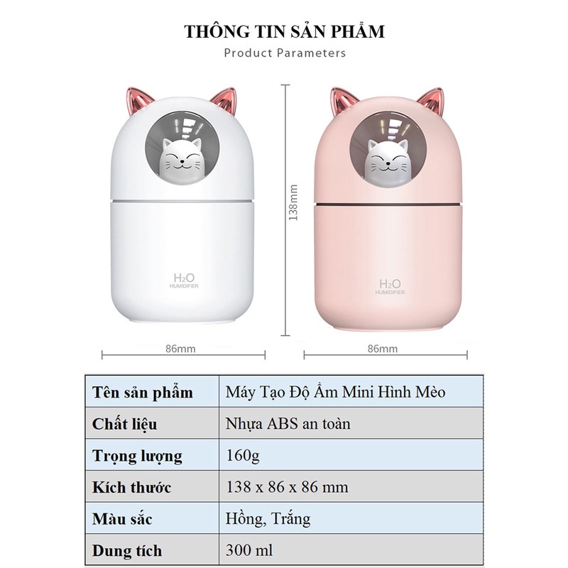 Máy Tạo Độ Ẩm Phun Sương Xông Tinh Dầu Phòng Ngủ Hình Gấu 300Ml Đèn Đổi Màu 7 Sắc Trang Trí Và Dùng Làm Đèn Ngủ