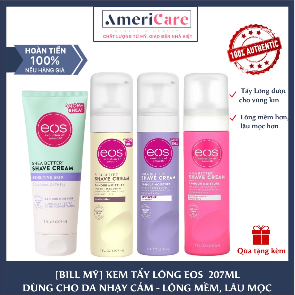 KEM CẠO LÔNG EOS americarevn ( Kem Cạo Lông Bikini &amp; Vùng Kín- Chính Hãng/ Bill Mỹ- 207ml)