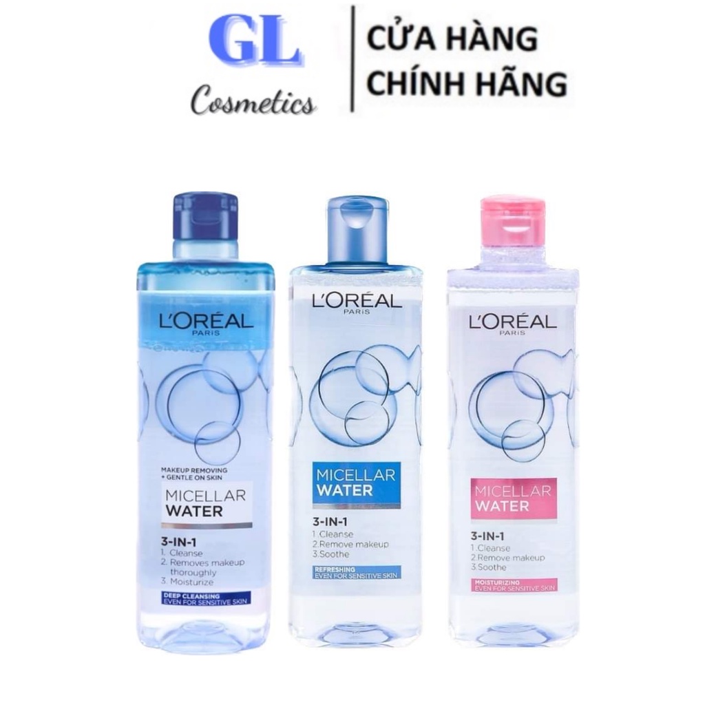 [Mã Cosbauxanh Giảm 8% Đơn 200K] Nước Tẩy Trang Loreal - L'oreal Paris 3 - In - 1 Micella Water 400Ml