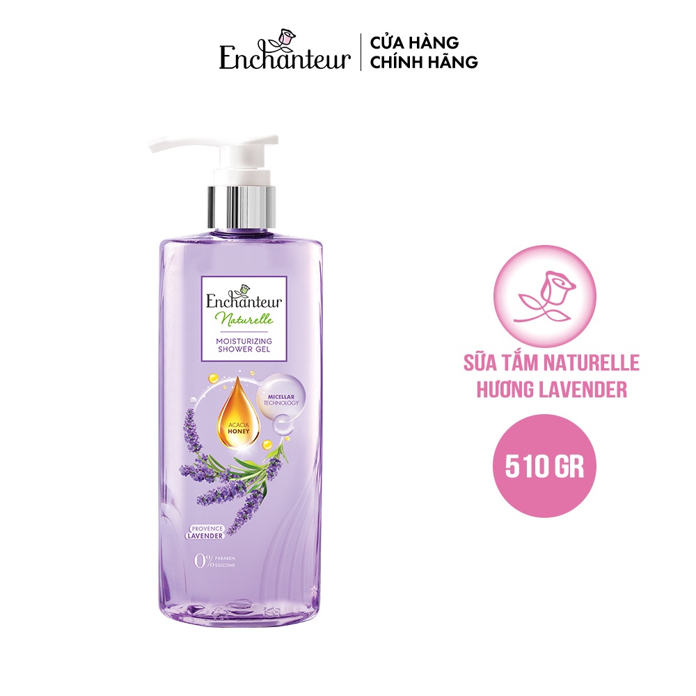 Combo Sữa tắm Enchanteur Naturelle hương hoa Lavender 510g + Lăn Khử Mùi Hương Nước Hoa Charming 50ml