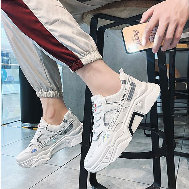 Giày Sneaker Nam WATAH Đế Cách Điệu Cao 3cm Phong Cách Sành Điệu