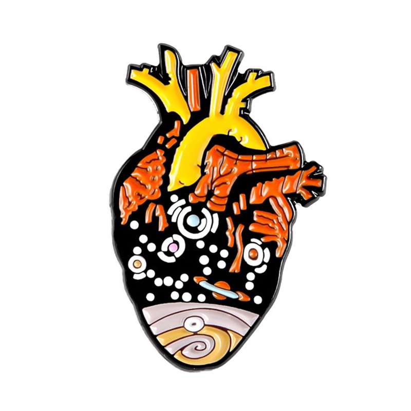 Art Organ Heart Enamel Pin Metal Planet Brooches Bag Clothes Badge Lssed