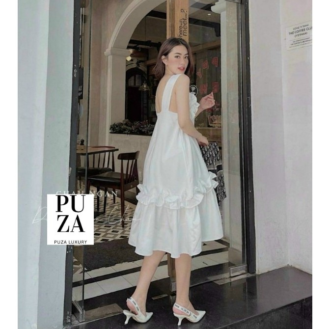 Váy babydoll Thiết Kế hai dây, Váy phối bèo trẻ trung và xinh xắn - Puza