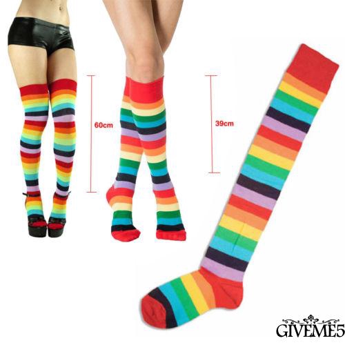 Vớ cotton cao cổ họa tiết sọc ngang nhiều màu sắc dành cho nữ