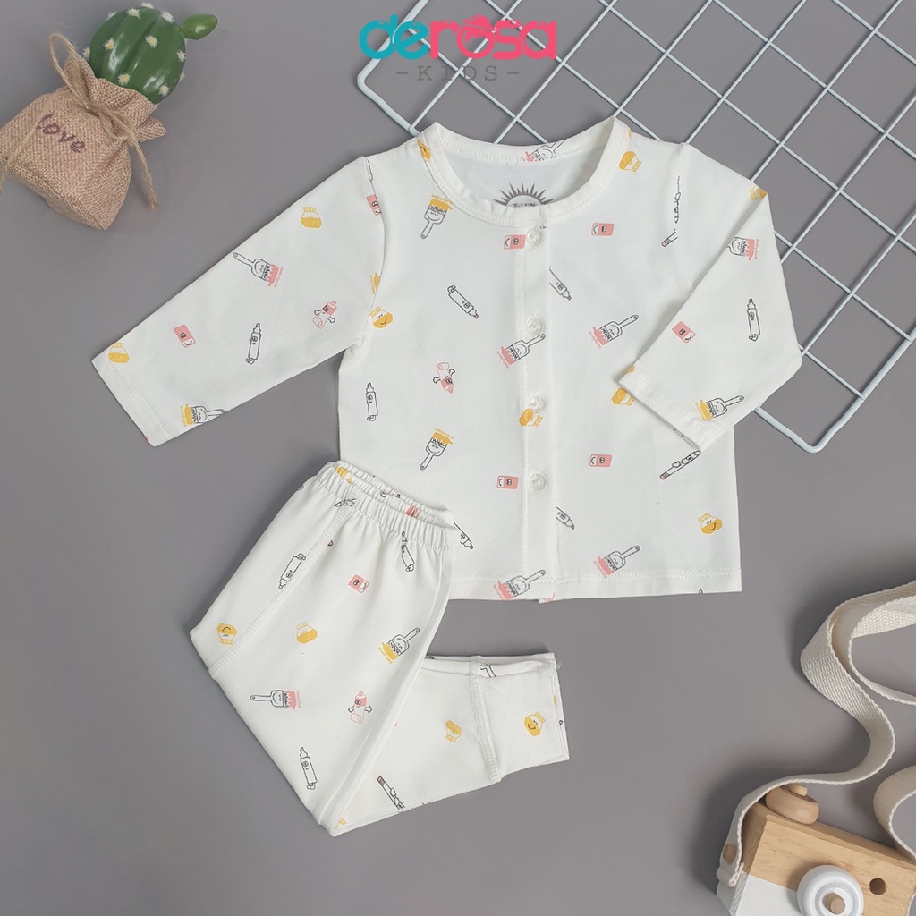 Bộ quần áo sơ sinh đồ bộ cho bé trai bé gái dài tay cotton DEROSA KISD | 0 - 9m | TS 6868 - 6870