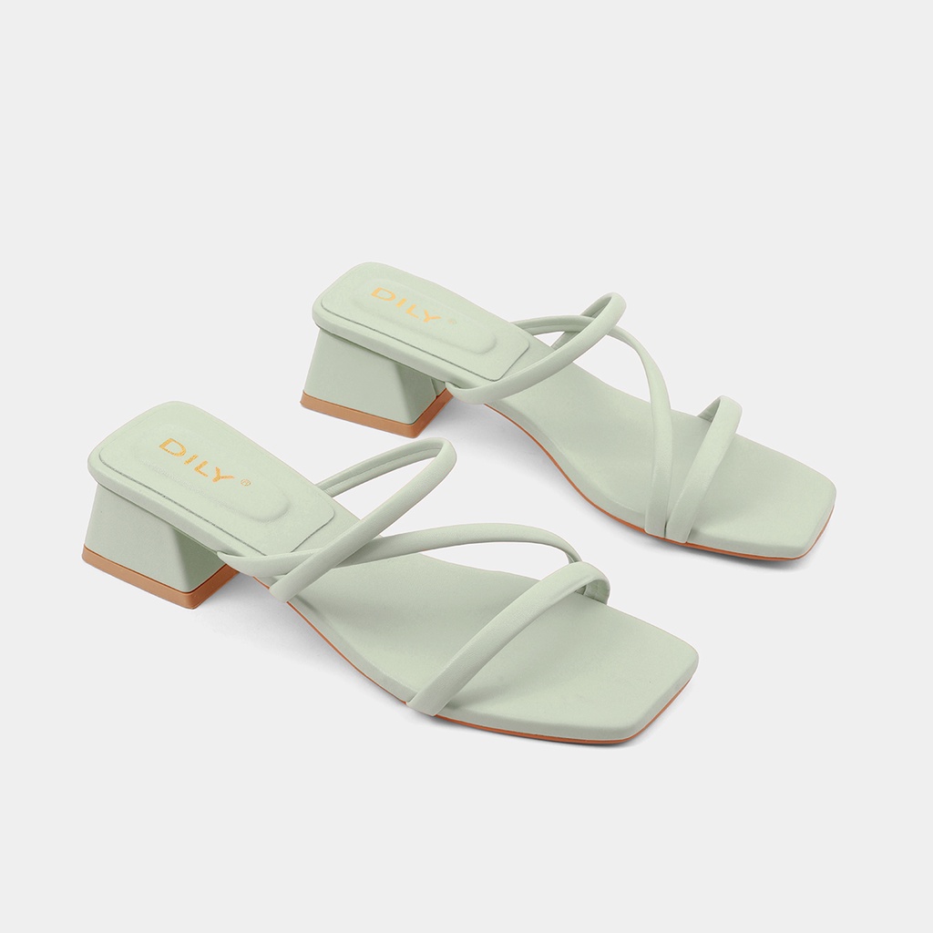 Dép guốc nữ quai mảnh DILY tiện lợi mũi vuông cao 3cm_ AA0290