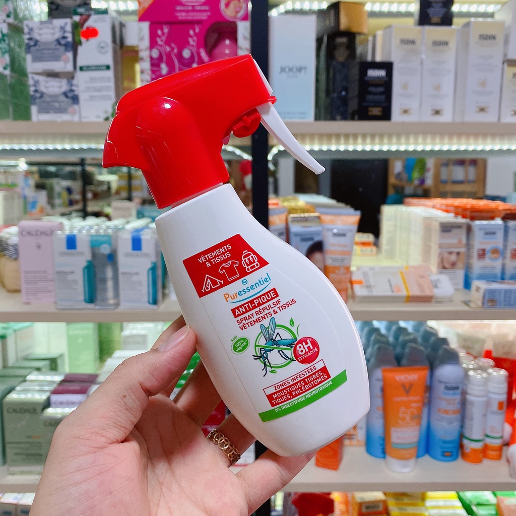 xịt chống muỗi cho quần áo và vải  Puressentiel Spray Répulsif Vêtements &amp; Tissus Anti-Pique