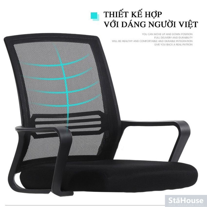 Ghế Văn Phòng Lưng Lưới Chân Xoay, Ghế Làm Việc Stahouse Official Chair HN