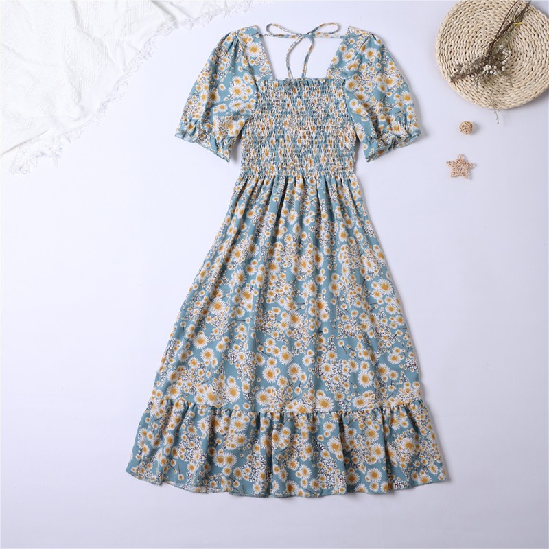 Đầm Chữ A NgắN Tay In Hoa BằNg VảI chiffon Cho Nữ