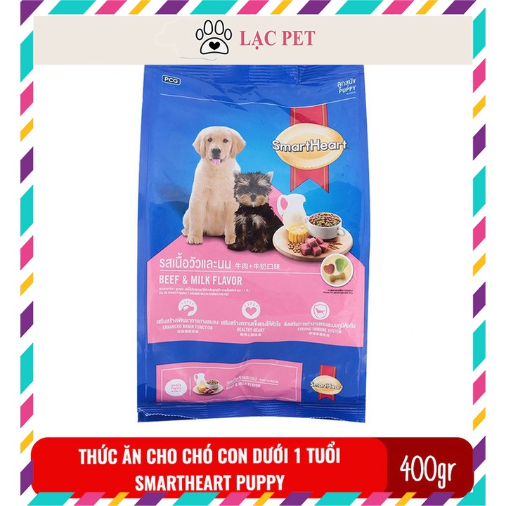 Thức ăn cho chó con Smartheart Puppy 400g dạng hạt khô