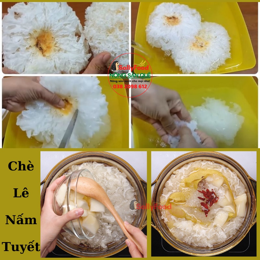 Nấm Tuyết Khô Nguyên Bông SallyFood 125g  Loại 1 To 30-40g/Bông – Nấu Chè, Soup, Salad - Nông Sản Quê