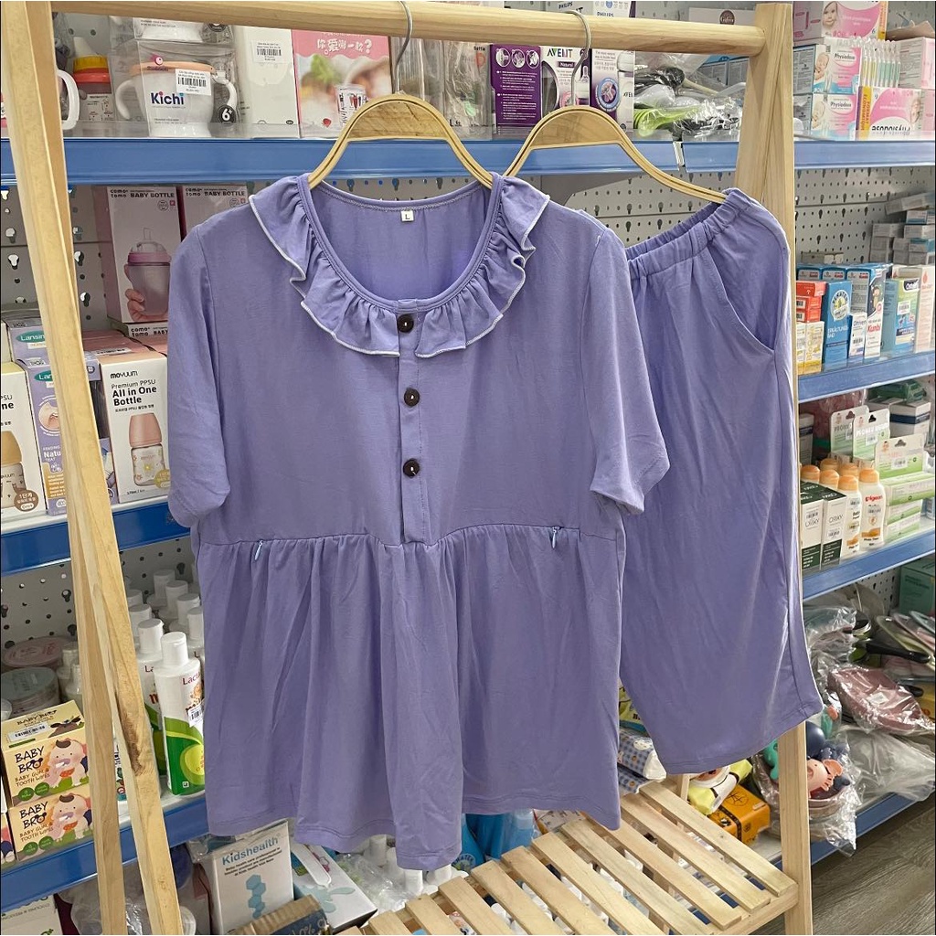Bộ lửng bầu sau sinh babydoll thun lạnh, bộ bộ bầu mặc nhà mùa hè