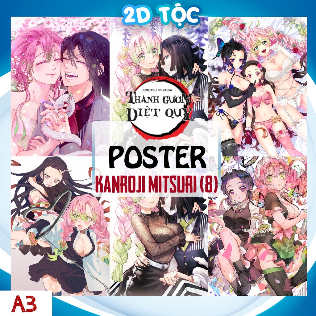 Ảnh poster A3 dán tường cao cấp Kanroji Mitsuri (8) Anime Manga Kimetsu No Yaiba by 2D Tộc Shop