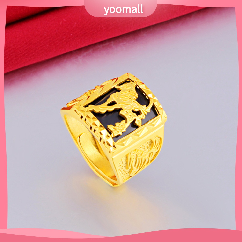 Yomall♡ Nhẫn Hở Mạ VàNg MặT HìNh NgựA ThờI Trang Cho Nam