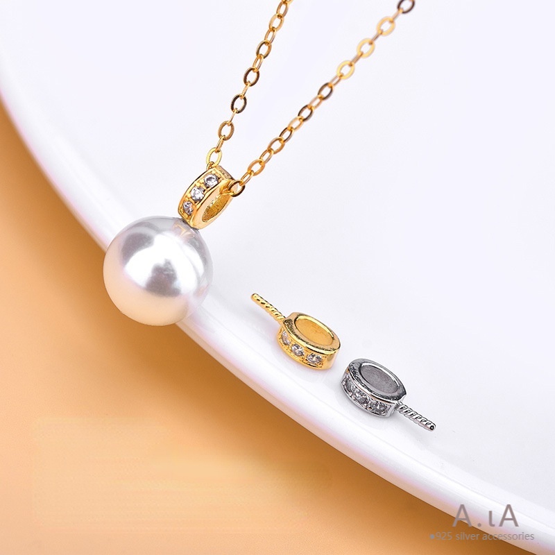 █diy゜ S925 Bạc●Mặt Dây Chuyền Rỗng Bằng Bạc 925 Có Khóa Cài Đính Đá Zircon diy
