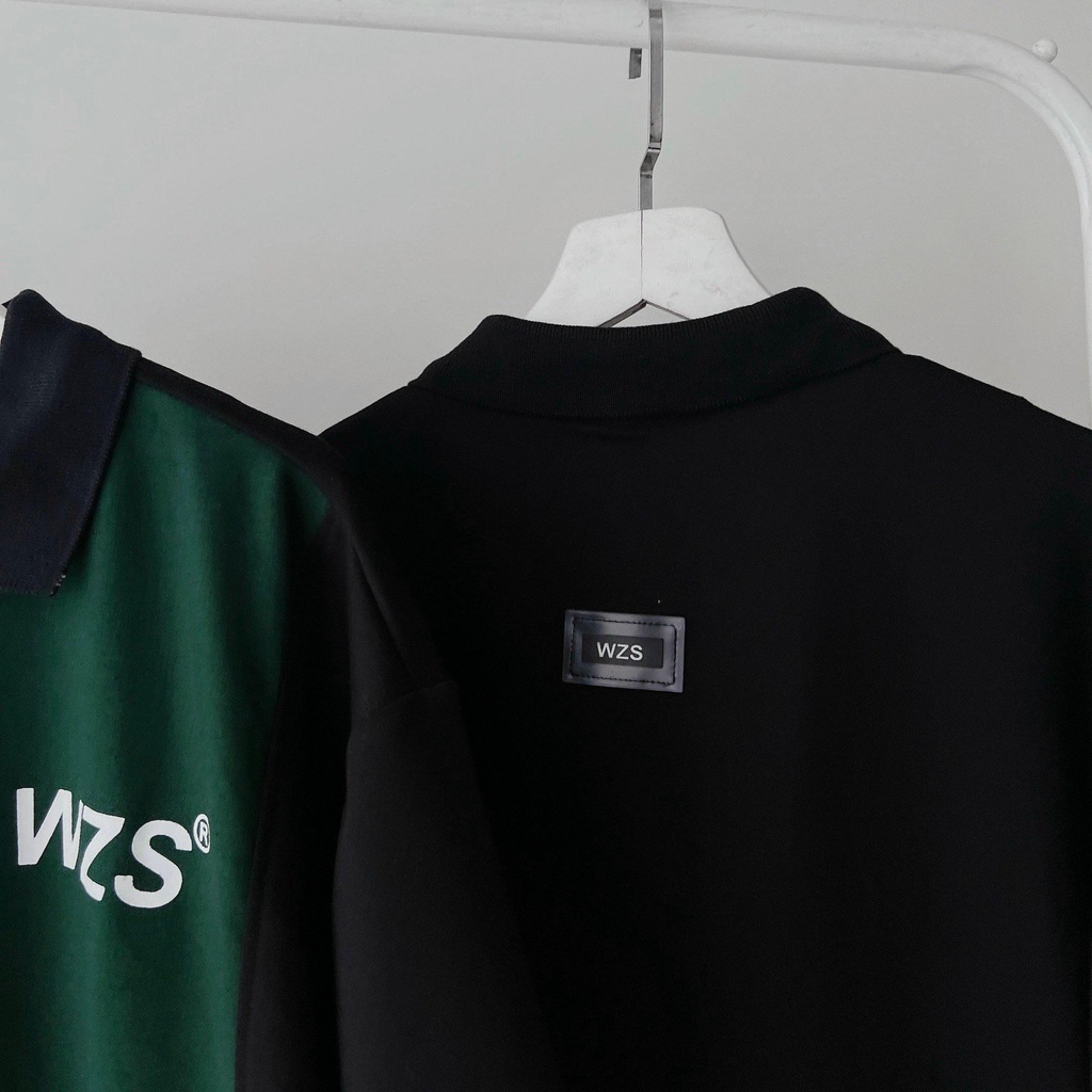 [sẵn]Áo polo WZS màu đen xanh form rộng (ảnh thật tại shop) Tanazi Closet