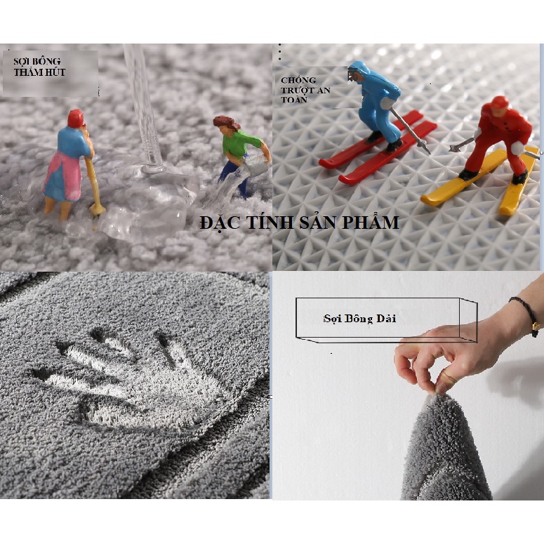 (Bao Giá Shopee) Thảm Lau Chân Nhập Khẩu Decor Sợi Bông Cotton Thấm Hút Và Chống Trượt Hàng Chuẩn Cao Cấp