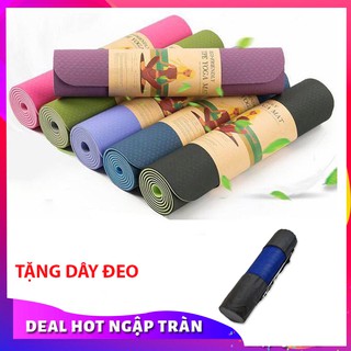 THẢM TẬP YOGA 6MM 2 LỚP TPE CAO CẤP TẶNG DÂY ĐEO