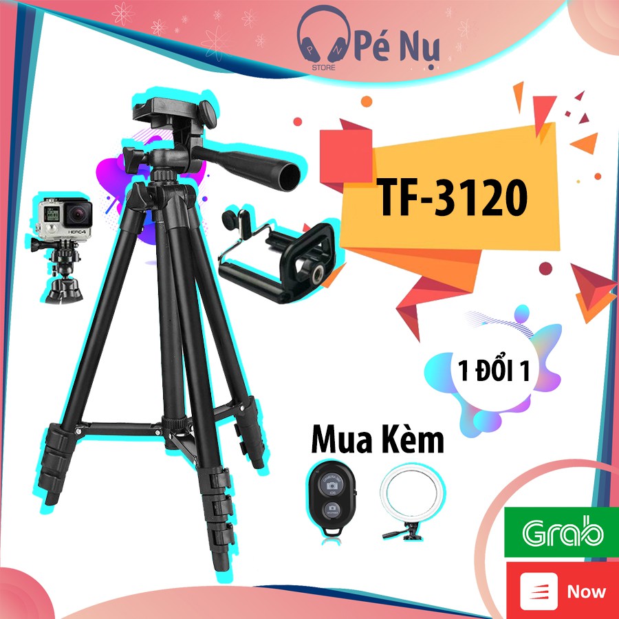 Gậy 3 Chân Chụp Hình Tự Sướng Tripod 3120 Cho Điện Thoại Và Máy Ảnh Kèm Theo Giá Đở Điện Thoại (Remote + Đèn Trợ Sáng)