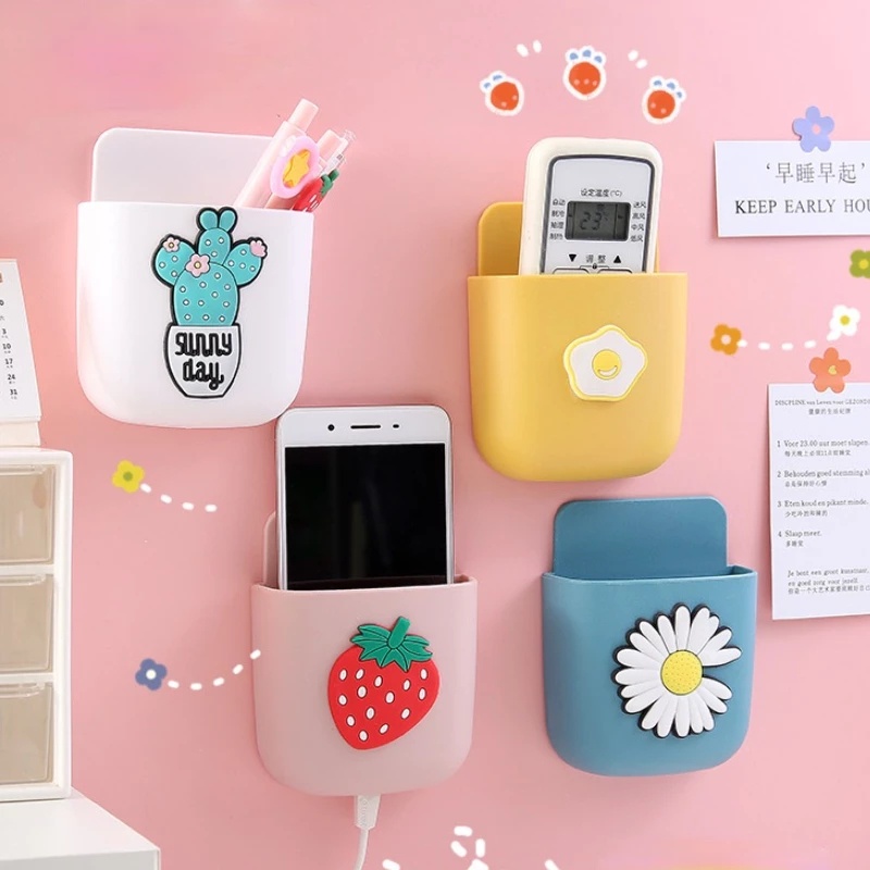 Hộp Đựng Đồ Dùng Gắn Tường Tự Dính Có Lỗ Sạc Điện Thoại Di Động Tiện Dụng Cho Phòng Tắm / Văn Phòng
