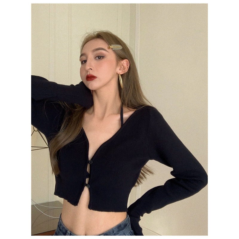 Áo cardigan Dệt Kim Tay Dài Cổ Chữ V Thời Trang Vintage Mỹ Cho Nữ | BigBuy360 - bigbuy360.vn