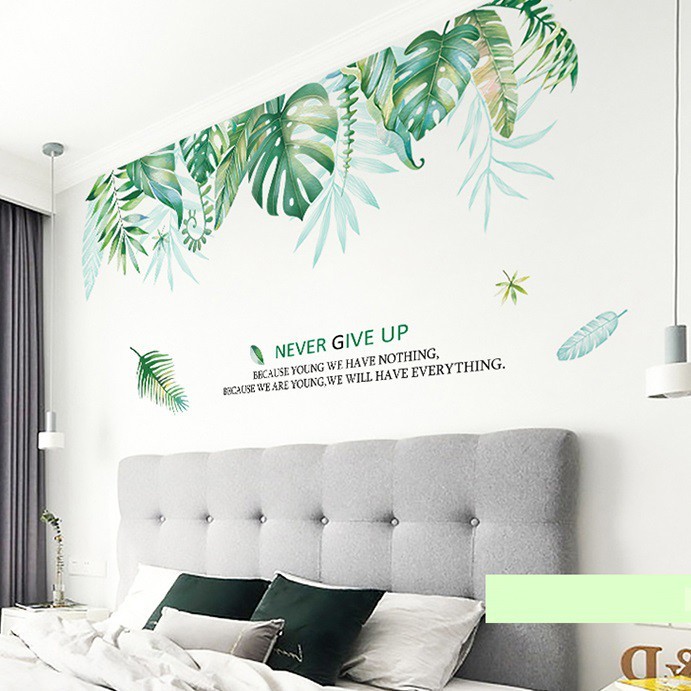 Tranh decal dán tường BỘ TRANH CÂY LÁ NHIỆT ĐỚI trang trí nhà cửa- Decal dán tường