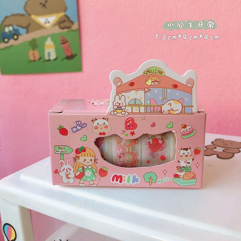 Set 5 cuộn băng dính washi tape sticker dán trang trí sổ tay lưu niệm Tom House