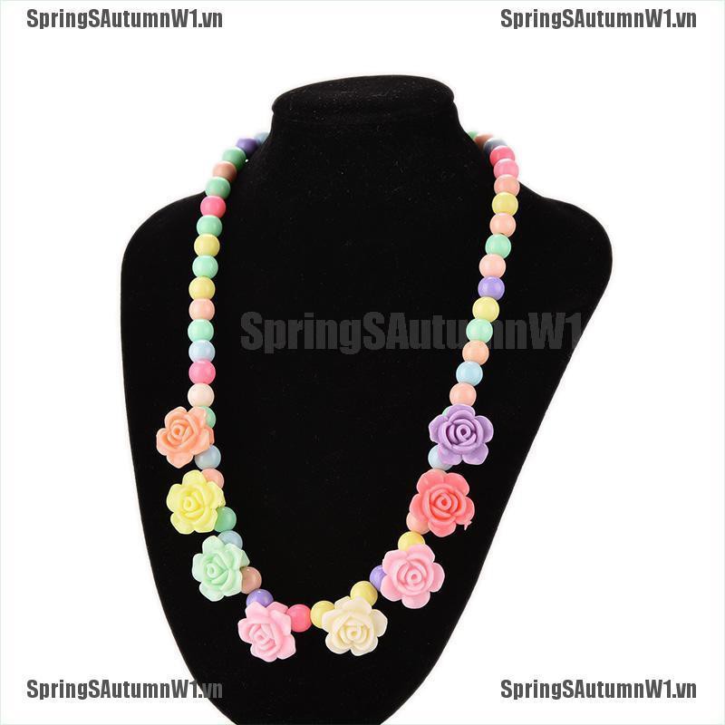 [Spring] Lovely Kids Necklaces Bracelet Rose Shaped Baby Girl Party Jewelry Multicolor [VN]