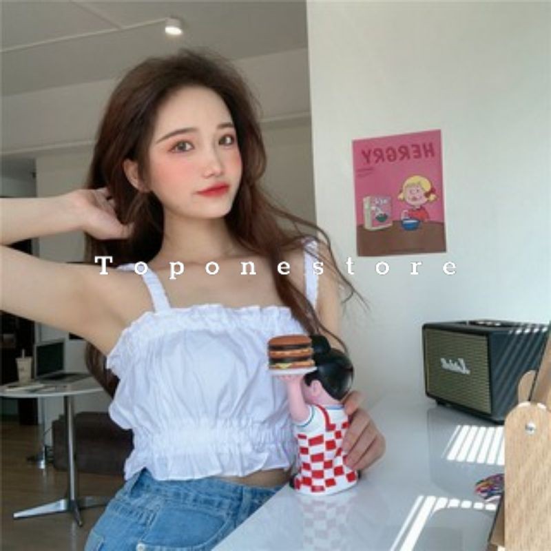 Áo 2 dây đũi chun ngực dáng croptop trẻ trung cá tính