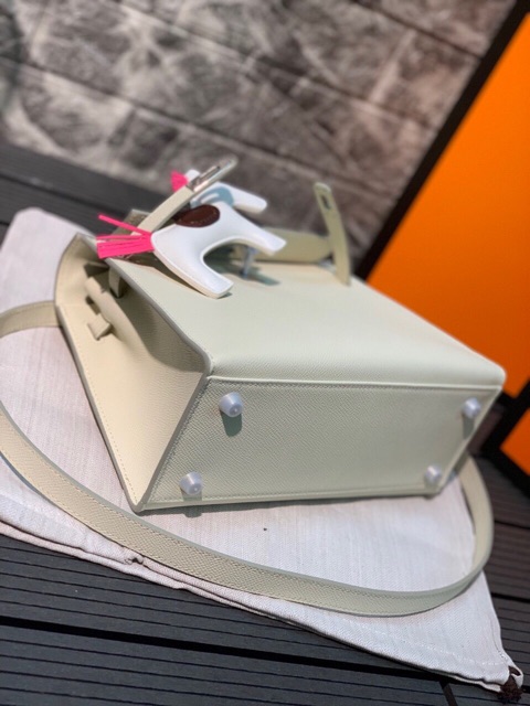 Túi Hm kelly khâu tay size 25 màu trắng